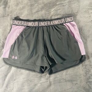 Under Armour‎ Heat Gear Loose Fit Athletic Running Shorts Women's XL Grey Purple